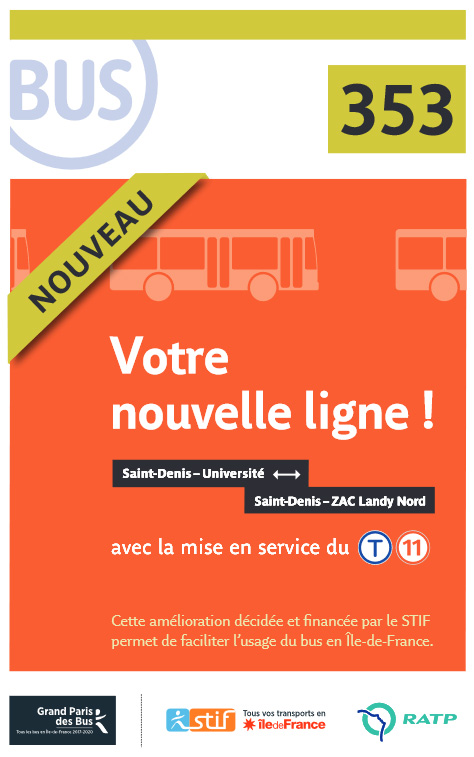 Plan de la ligne de Bus 353 de la RATP 