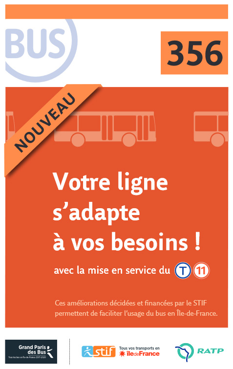 Plan de la ligne de Bus 356 de la RATP 