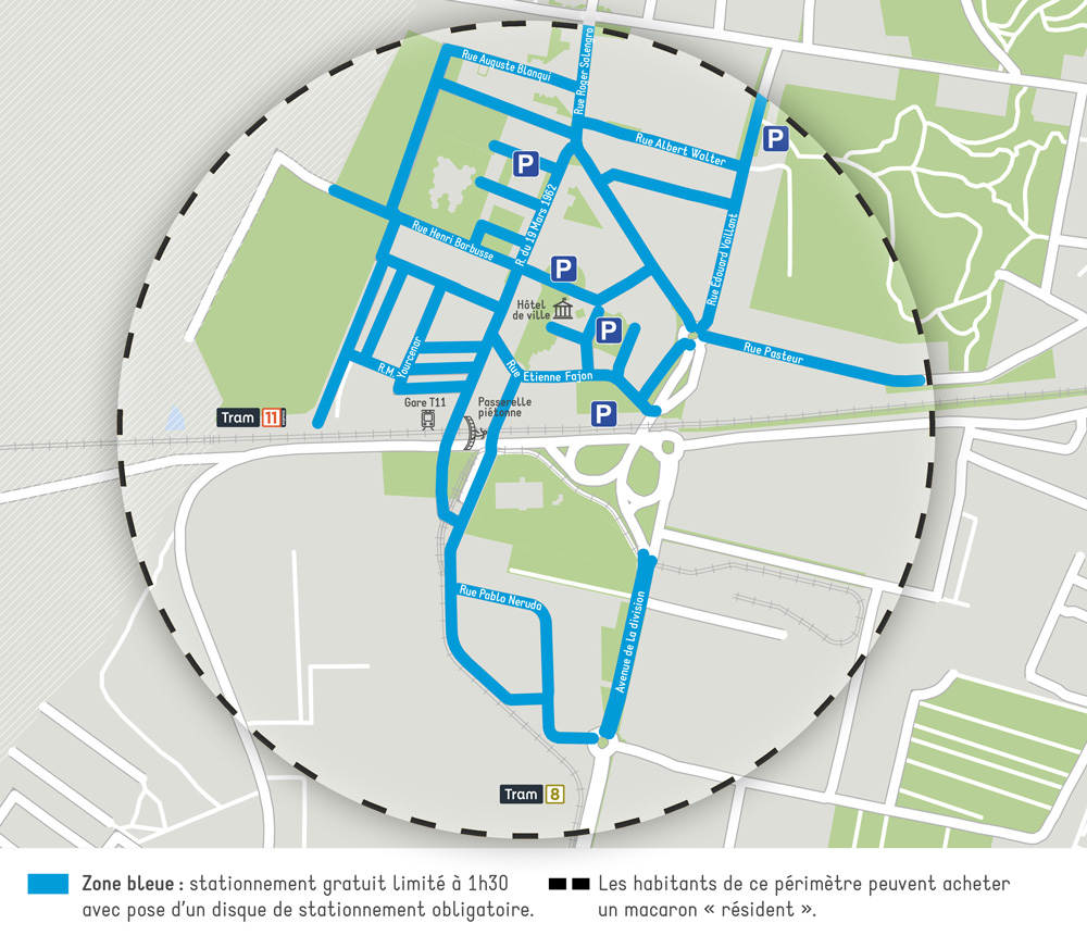 Villetaneuse | Carte zone bleue stationnement