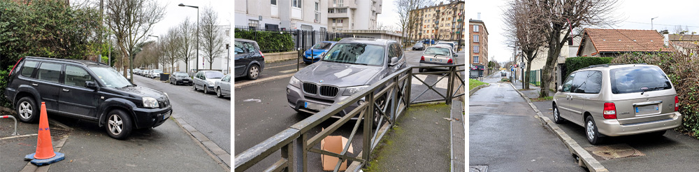 Photos exemples stationnement gênant