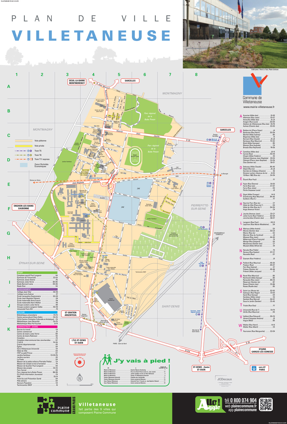 Plan (2018) de la ville de Villetaneuse.