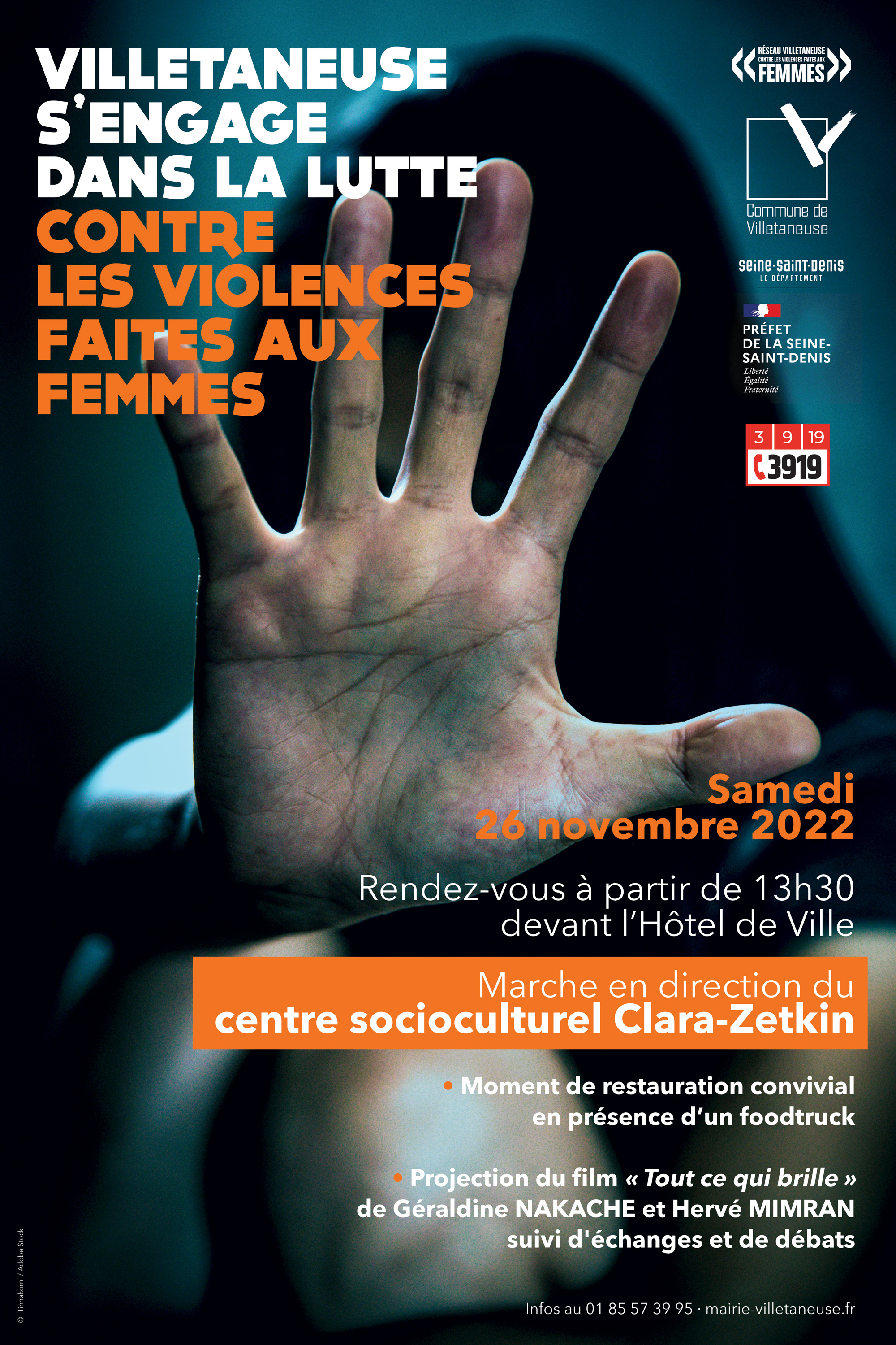 Contre les violences faites aux femmes | Affiche Villetaneuse 2022 (CSC)