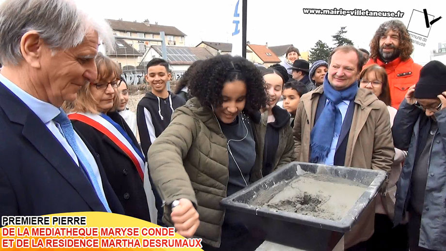 Pose de la première pierre de la médiathèque Maryse Condé et de la résidence Martha Desrumaux