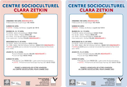 Aperçu du programme du mois du Centre socioculturel (CSC) Clara Zetkin