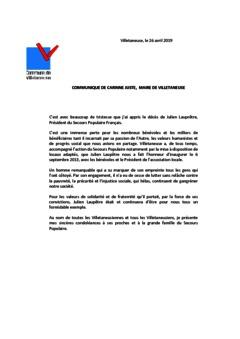 Décès de Julien Lauprêtre, Président du Secours Populaire Français.