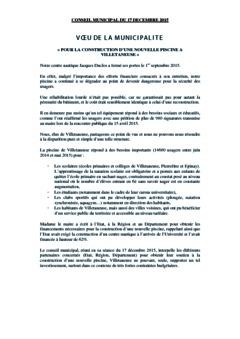 Voeu de la municipalité « Pour la construction d’une nouvelle piscine à Villetaneuse »