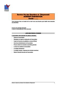 Dossier demande de subvention