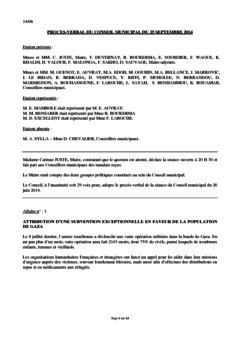 Procès-verbal du conseil municipal du 25 septembre 2014