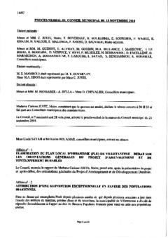 Procès-verbal du conseil municipal du 13 novembre 2014