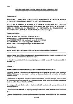 Procès-verbal du conseil municipal du 12 février 2015