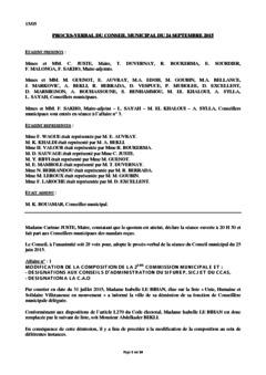 Procès-verbal du conseil municipal du 24 septembre 2015