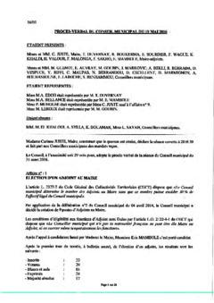 Procès-verbal du conseil municipal du 19 mai 2016