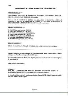 Procès-verbal du conseil municipal du 17 novembre 2016