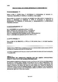 Procès-verbal du conseil municipal du 16 décembre 2016