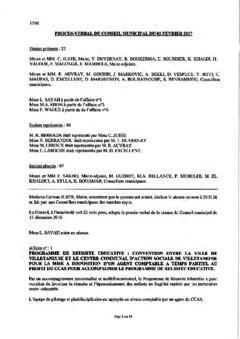 Procès-verbal du conseil municipal du 2 février 2017