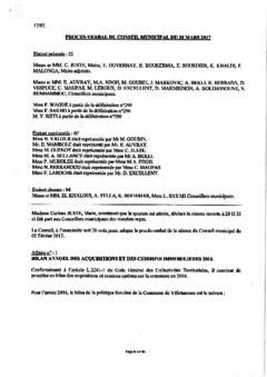 Procès-verbal du conseil municipal du 30 mars 2017