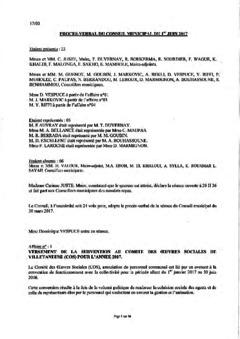 Procès-verbal du conseil municipal du 1er juin 2017