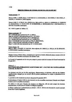Procès-verbal du conseil municipal du 30 juin 2017
