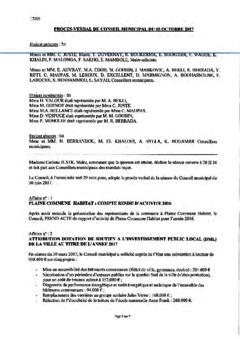 Procès-verbal du conseil municipal du 5 octobre 2017
