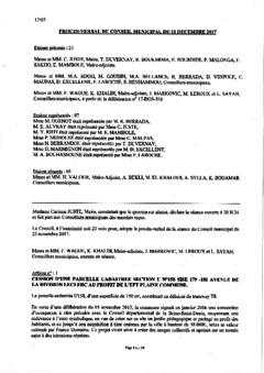 Procès-verbal du conseil municipal du 21 décembre 2017