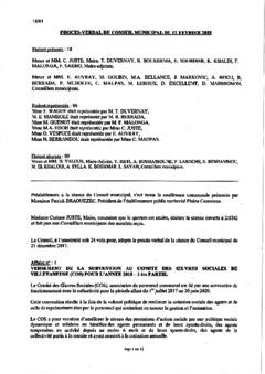 Procès-verbal du conseil municipal du 1er février 2018
