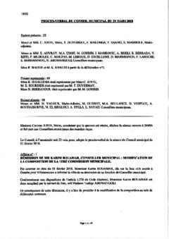 Procès-verbal du conseil municipal du 29 mars 2018