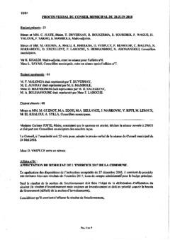 Procès-verbal du conseil municipal du 18 juin 2018