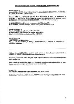 Procès-verbal du conseil municipal du 19 décembre 2019