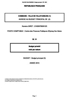 Budget primitif communal 2019