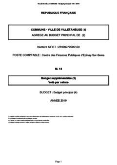 Budget supplémentaire 2019
